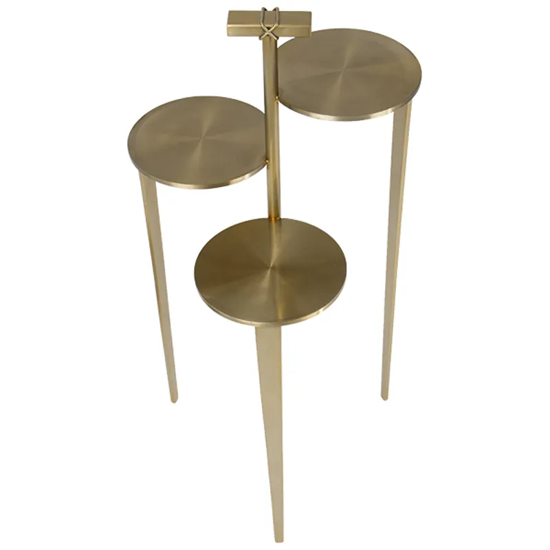 Tri-Dot Drink Table - Brushed Brass 