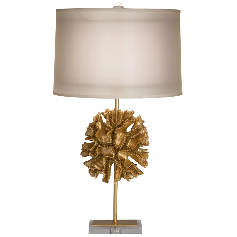 Coral Table Lamp w/Gold Organza Shade