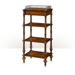 A leather panelled four tier etagere Cabinetry