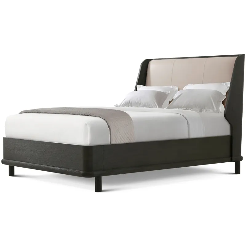 Repose Wooden With Upholstered Headboard Us Bed - Queen
