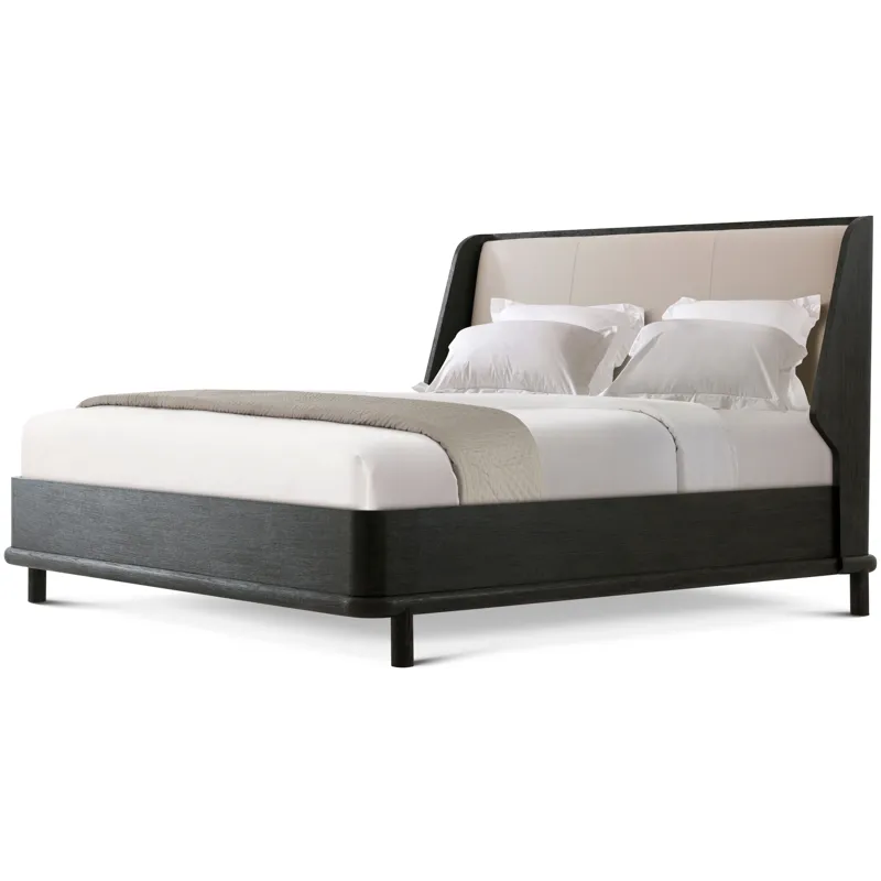 Repose Wooden With Upholstered Headboard Us Bed - King