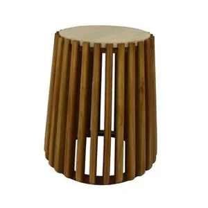 Marble &amp; Wood Side Table - Travertine / Pine