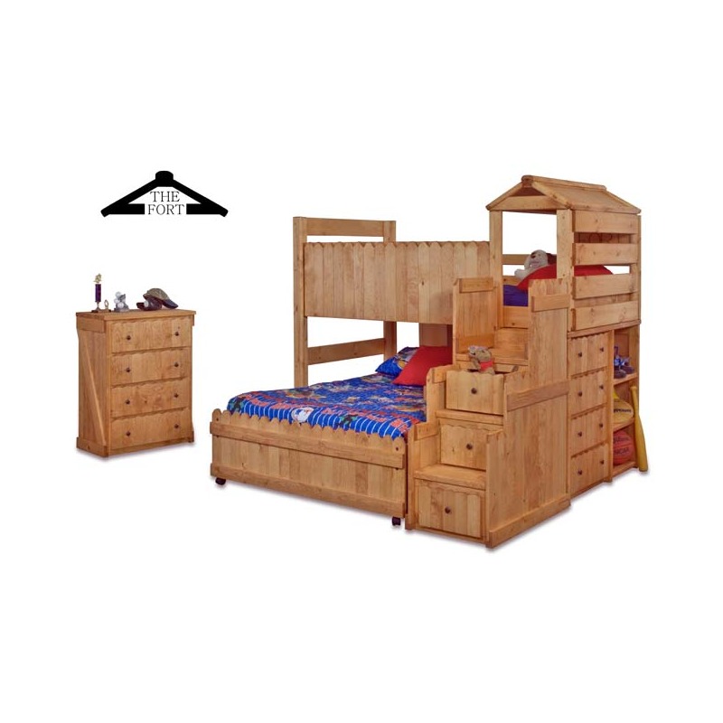 Full Caster Bed Frame, Ends, and Loft Stairway Chest
