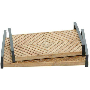 Brown Wood Tray, Set of 2