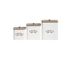 Metal & Wood Containers - Set of 3