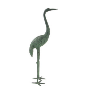 Green Aluminum Coastal Crane 42" Garden Sculpture