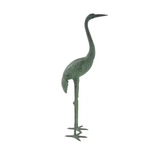 Green Aluminum Coastal Crane 42" Garden Sculpture