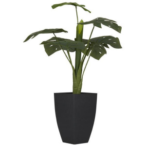 Faux Foliage Monstera with Black Tapered Pot