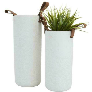 White Ceramic Contemporary Vase, Set of 2