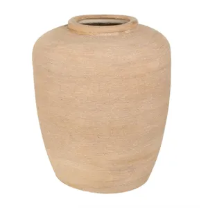 The Norogratz Beige Ceramic Wide Textured Vase