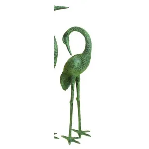 Green Aluminum Coastal Crane 35" Garden Sculpture