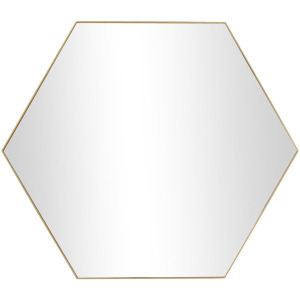 Gold Wooden Hexagon Wall Mirror