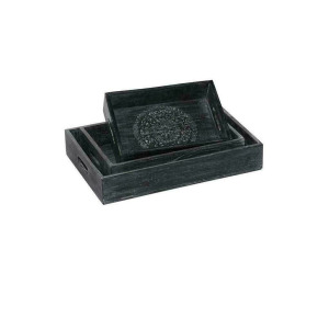 Black Wood Traditional Tray, Set of 3
