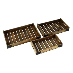Wood Metal Trays S/3