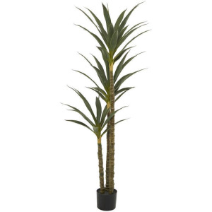 Green Faux Foliage Sisal Artificial Tree w/Black Pot