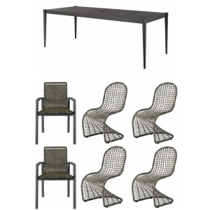 DINING TABLE 4 SIDES & 2 ARM