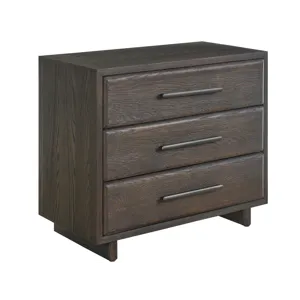 Sable Three Drawer Nightstand - Silo with a white background