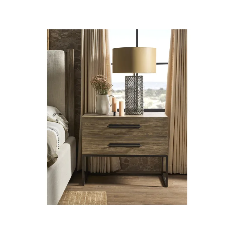 Boulder Metal Base Nightstand - Multiple item room scene