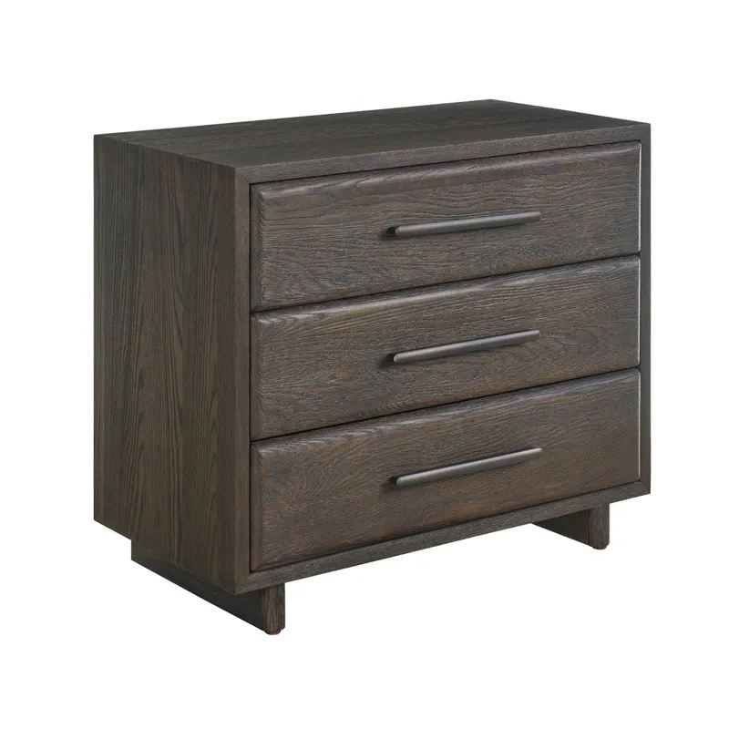 Sable Three Drawer Nightstand - Silo with a white background