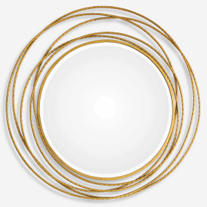 Whirlwind Round Mirror, Gold