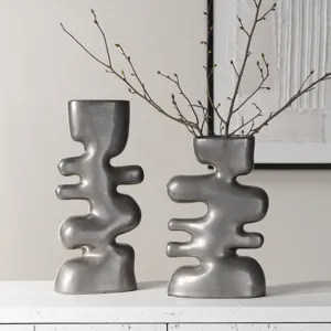 Free Flowing Nickel Vases Set/2