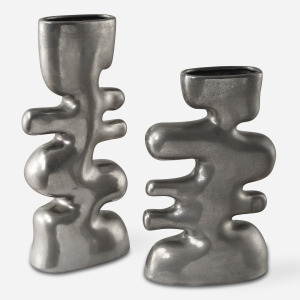 Free Flowing Nickel Vases Set/2