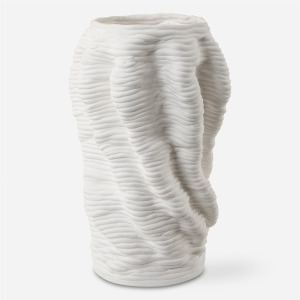 Stratified Matte White Vase