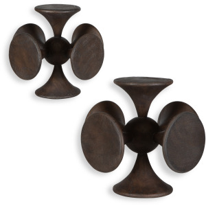 Balanced Harmony Dark Wooden Sculptures, Set/2