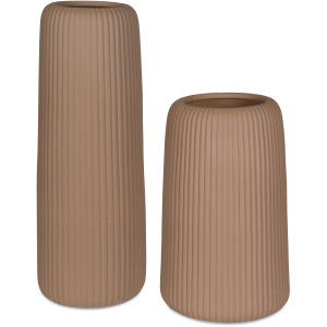 Ridge Light Brown Vases, Set/2