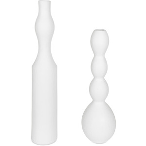 Forma White Ceramic Vases, Large, Set/2