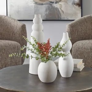 Forma White Ceramic Vases, Set/3