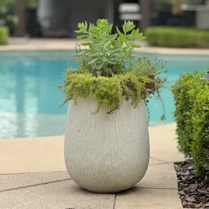 Rustic Ridge Off-White Outdoor Planter
