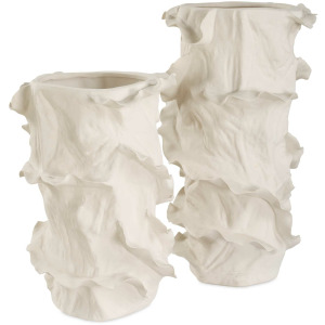 Ripple Crest White Vases Set/2