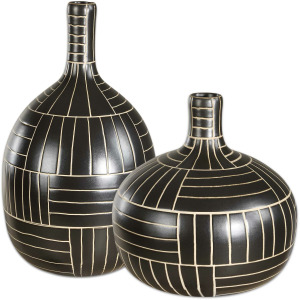 Graphite Stride Geometric Vases Set/2