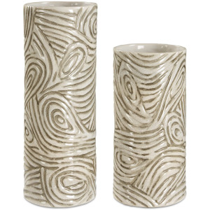 Timber Swirl Earth Tone Vases Set/2