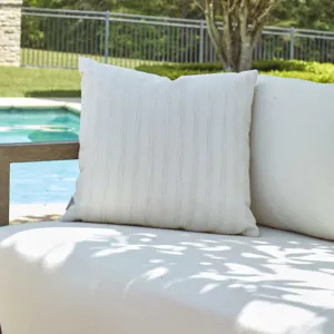 Basket Stripe Ivory Outdoor Pillow