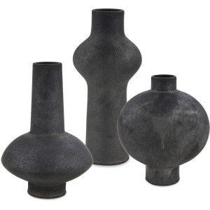Charcoal Bloom Indoor-Outdoor Vases Set/3