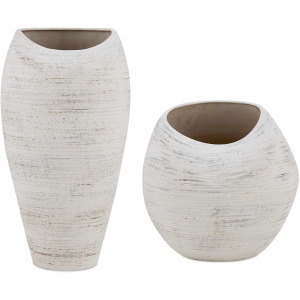 Inara Indoor-Outdoor White Vases Set/2