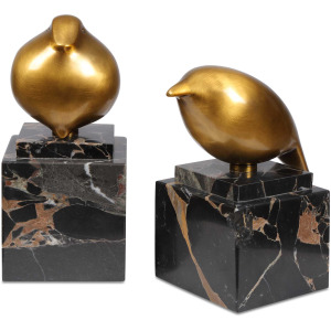 Golden Finch Bird Figurines Set/2