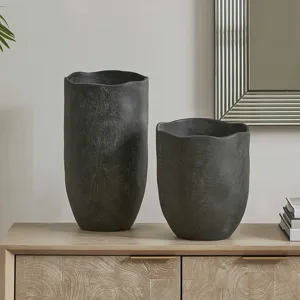 Komorebi Indoor-Outdoor Black Vases Set/2
