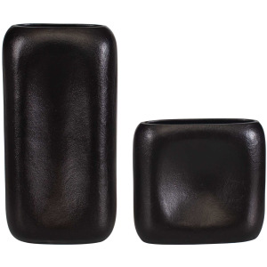 Anodic Dark Brown Vases Set/2