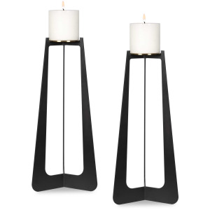 Columnar Black Candleholders Set/2