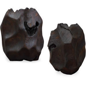 Ember Root Teak Sculpture, Set/2