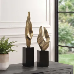 Fluid Geometry Gold Sculptures, Set/2