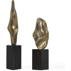 Fluid Geometry Gold Sculptures, Set/2