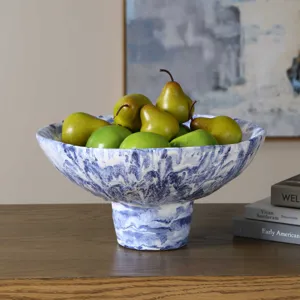 Indigo Marble Pedestal Bowl