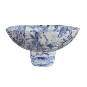 Indigo Marble Pedestal Bowl