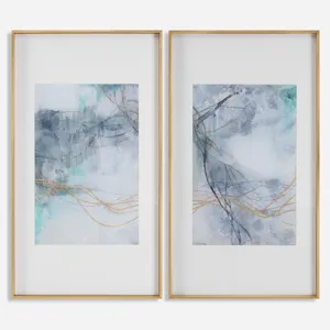 Undulating Oro Abstract Prints, S/2