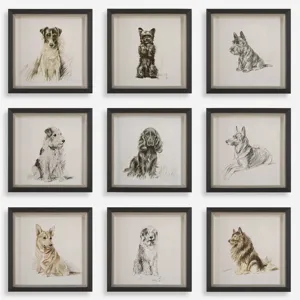 Loyal Companion Framed Dog Prints, S/9