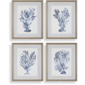 Shibori Coral Framed Prints, Set/4